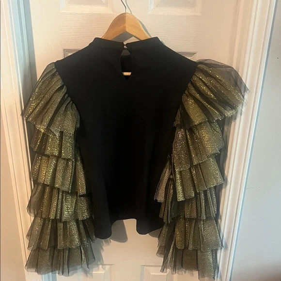 EUC Akira Blouse Black/Gold Women Size Large - Picture 2 of 8